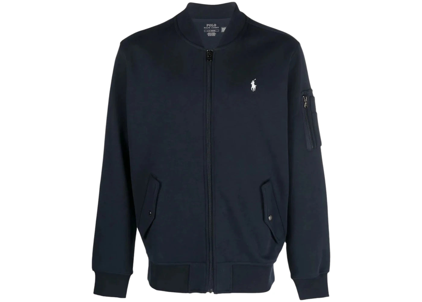 Polo Ralph Lauren Long Sleeve Double Knit Tech Full Zip Bomber Jacket Aviator Navy