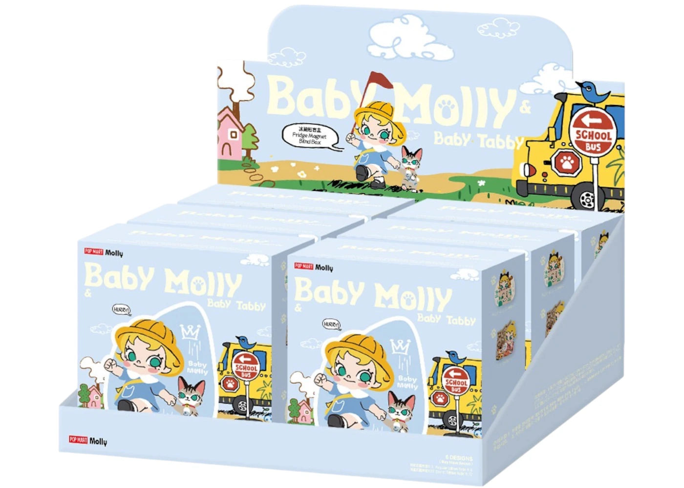 Pop Mart Baby Molly & Baby Tabby Series Fridge Magnet Sealed Case (9 Blind Box)