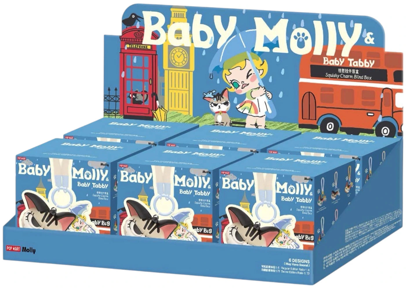 Pop Mart Baby Molly & Baby Tabby Series Pinch Pendant Sealed Case (6 Blind Box)
