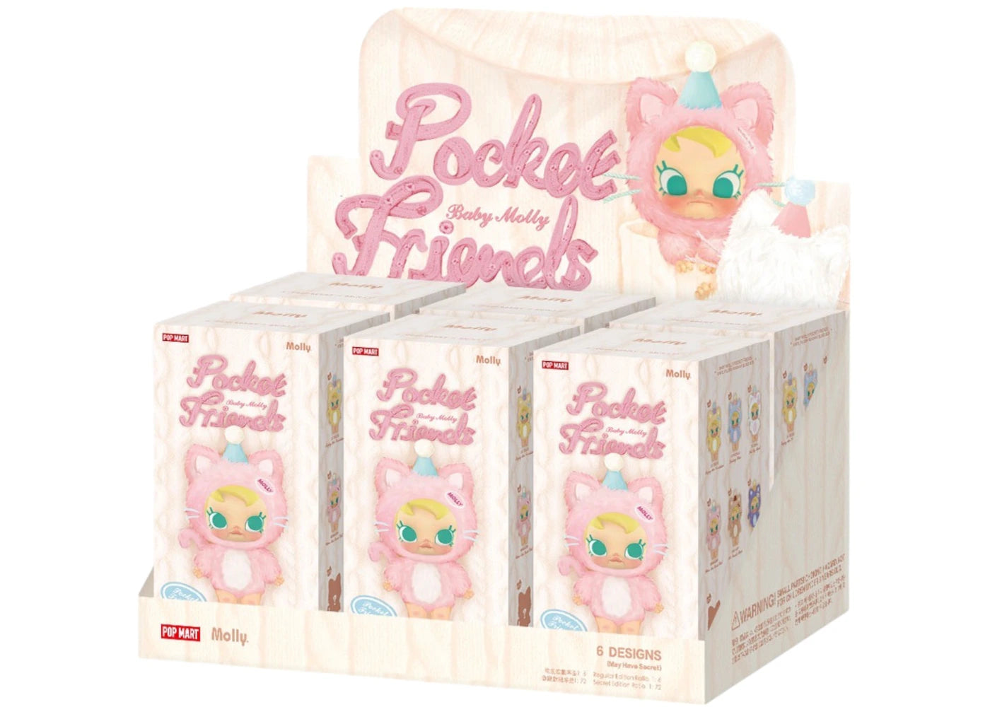 Pop Mart Baby Molly Pocket Friends Series Vinyl Plush Pendant Sealed Case (6 Blind Box)