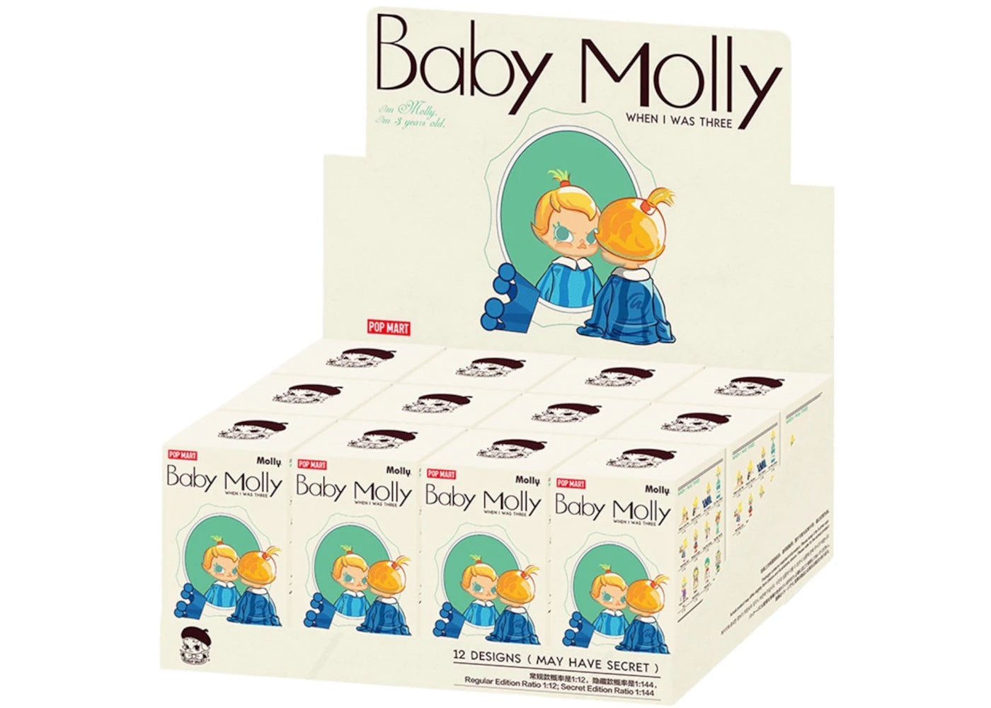 Pop Mart Baby Molly When I was Three! Series Figure Sealed Case (12 Blind Box)