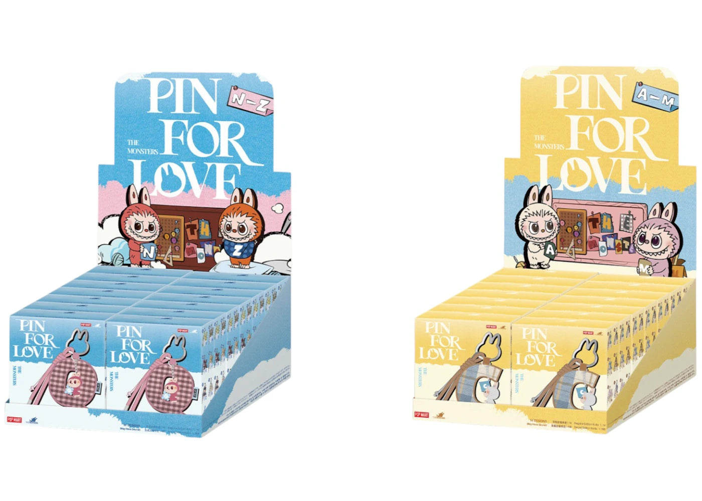 Pop Mart Labubu The Monsters Pin for Love Series Letter Pendant (A-M) & (N-Z) Sealed Cases Set (28 Blind Box)