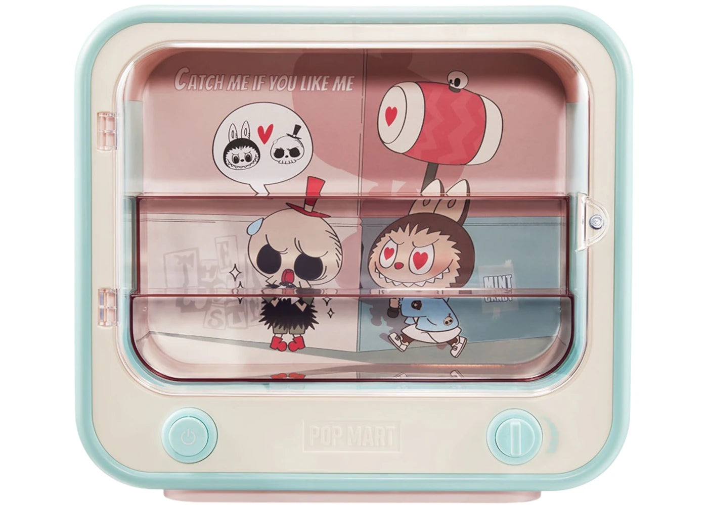 Pop Mart The Monsters Labubu Catch Me If You Like Me Series TV Set Luminous Display Container