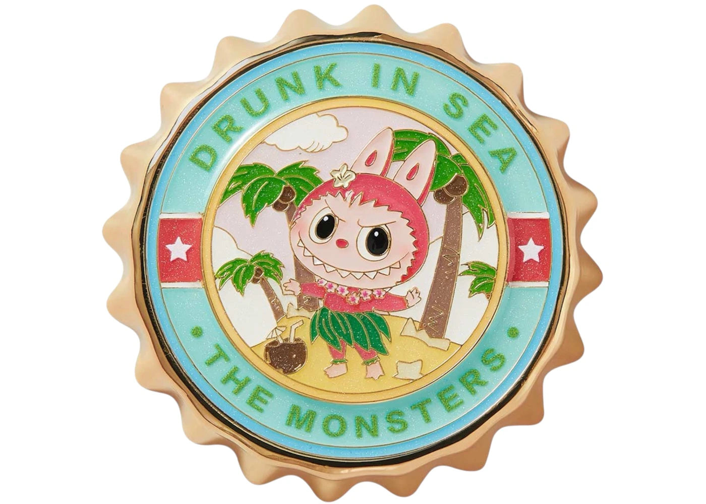 Pop Mart The Monsters Labubu Enchanted by the Seaside Series Under the Coconut Tree Fridge Magnet