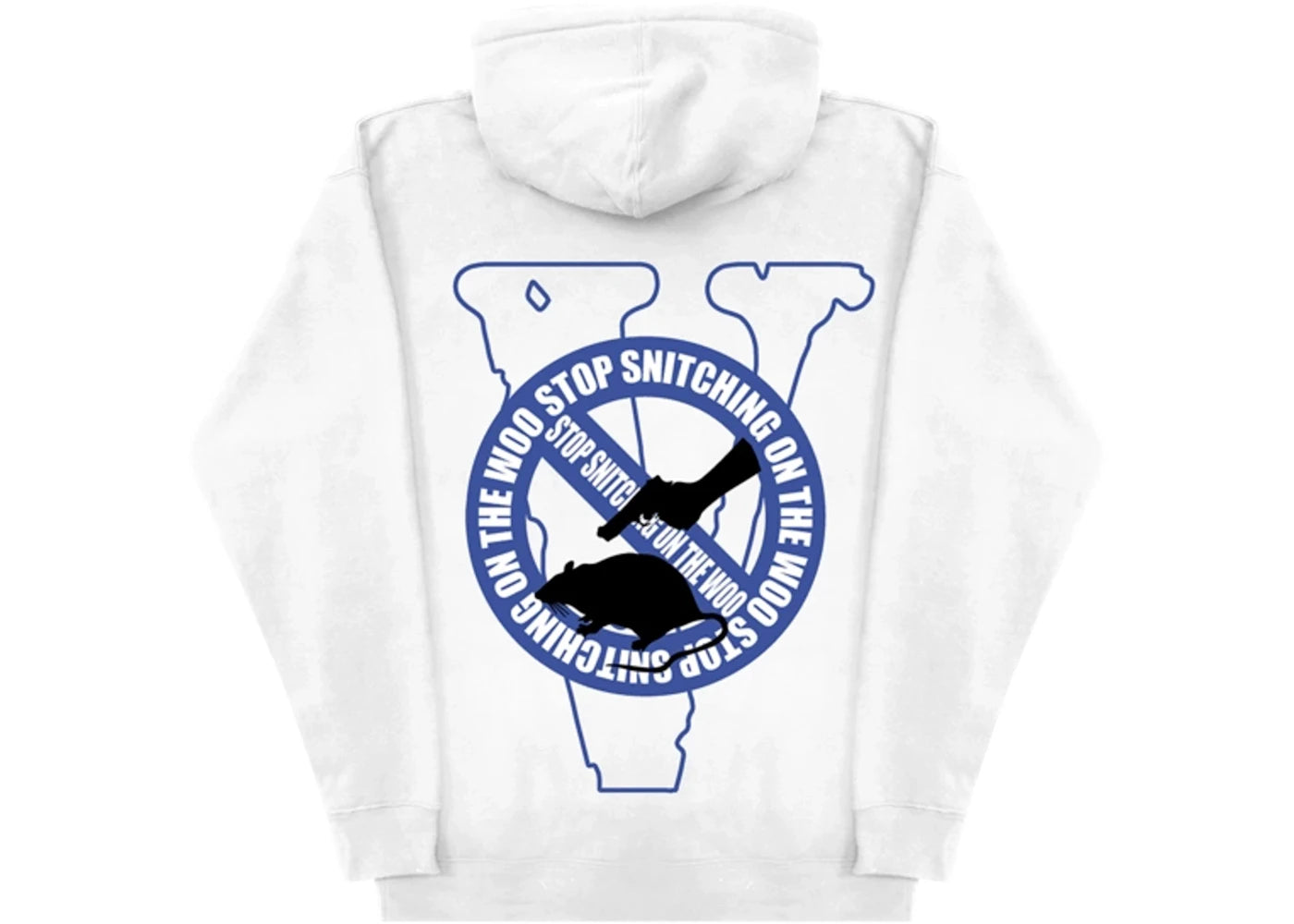 Pop Smoke x Vlone Stop Snitching Hoodie White/Blue