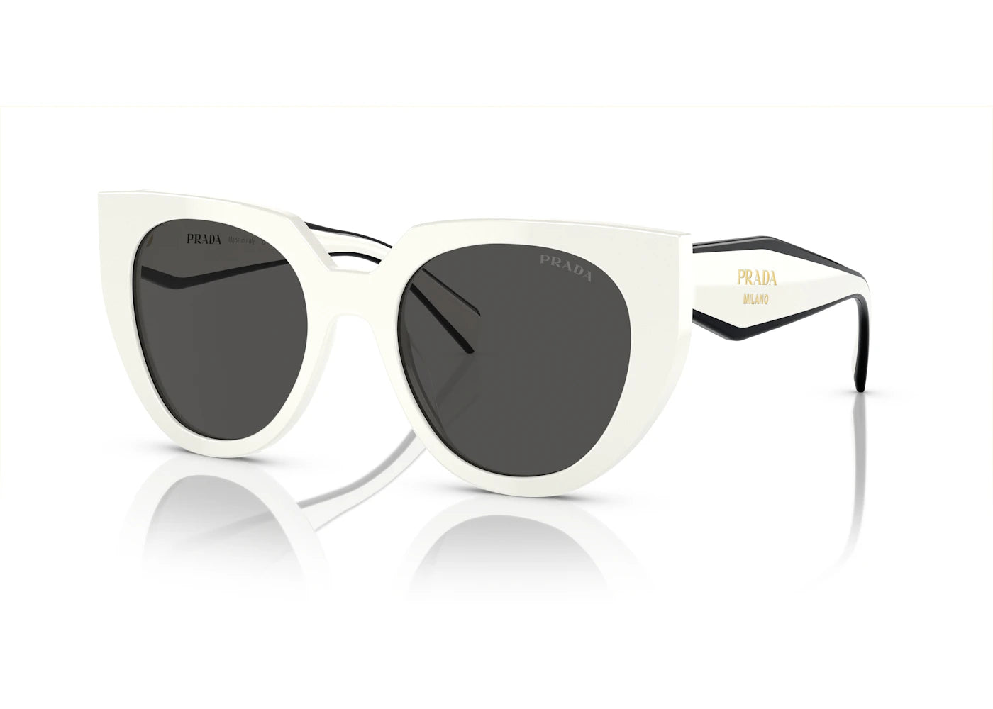 Prada Cat Eye Logo Sunglasses White/Black (SPR14W 142-5S0)