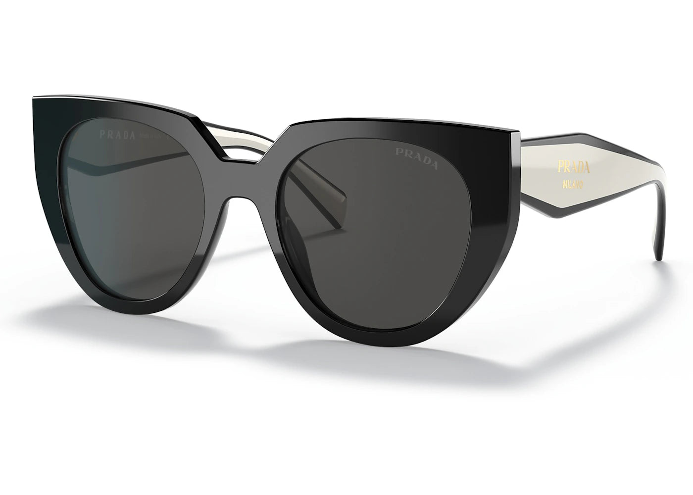 Prada Cat Eye Sunglasses Blac/Talc White (SPR 14WSF)