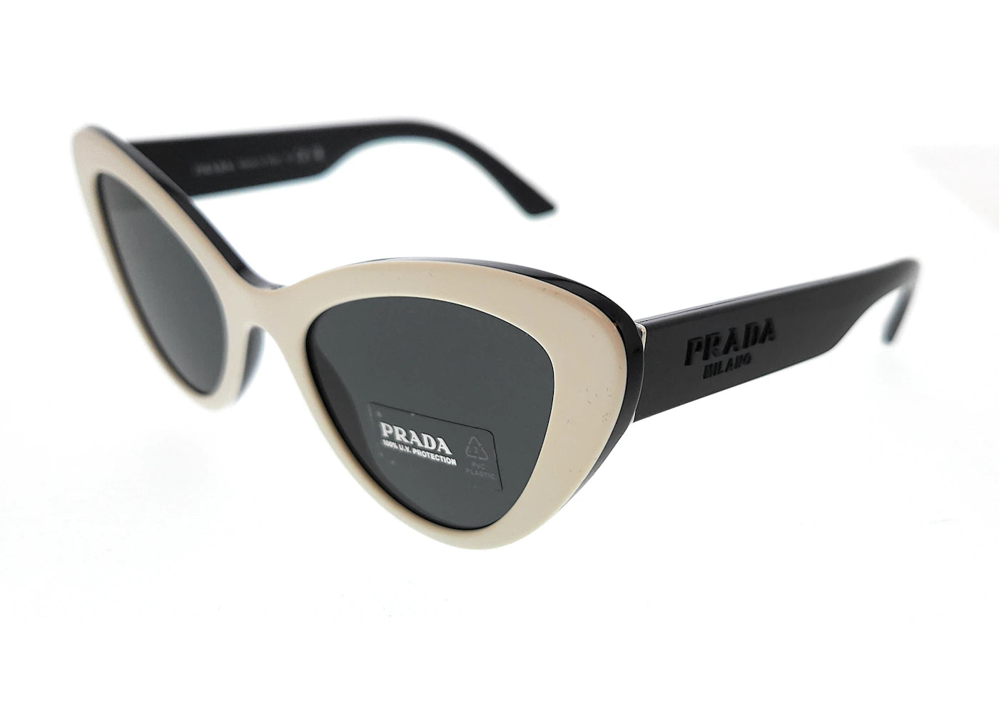 Prada Cat Eye Sunglasses White Black/Black (0PR 13YS 10A5S0)