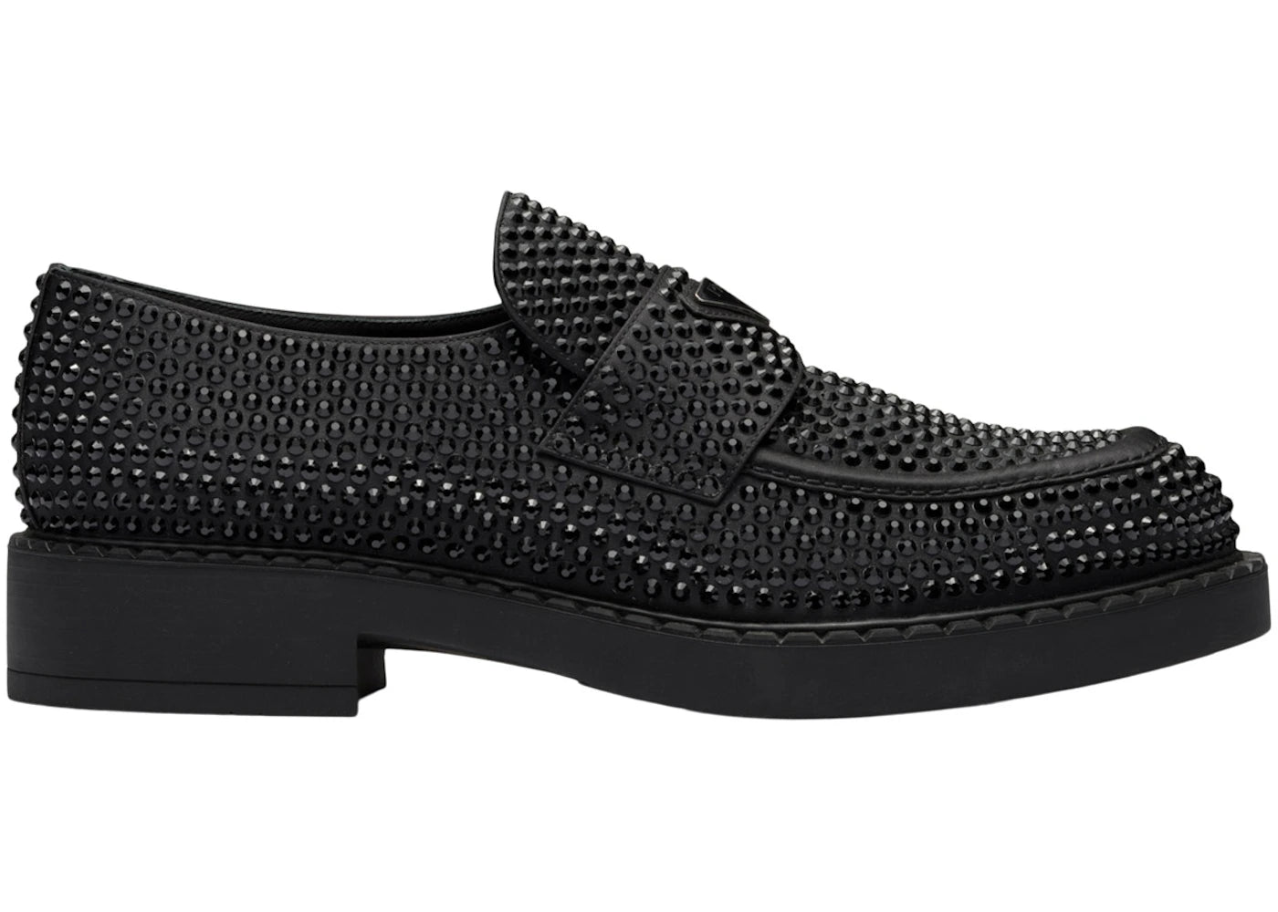 Prada Chocolate 35mm Crystal Loafer Black Satin