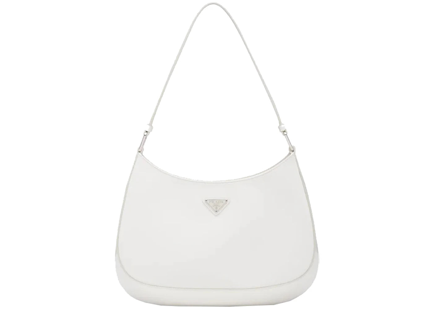 Prada Cleo Brushed Leather Shoulder Bag White