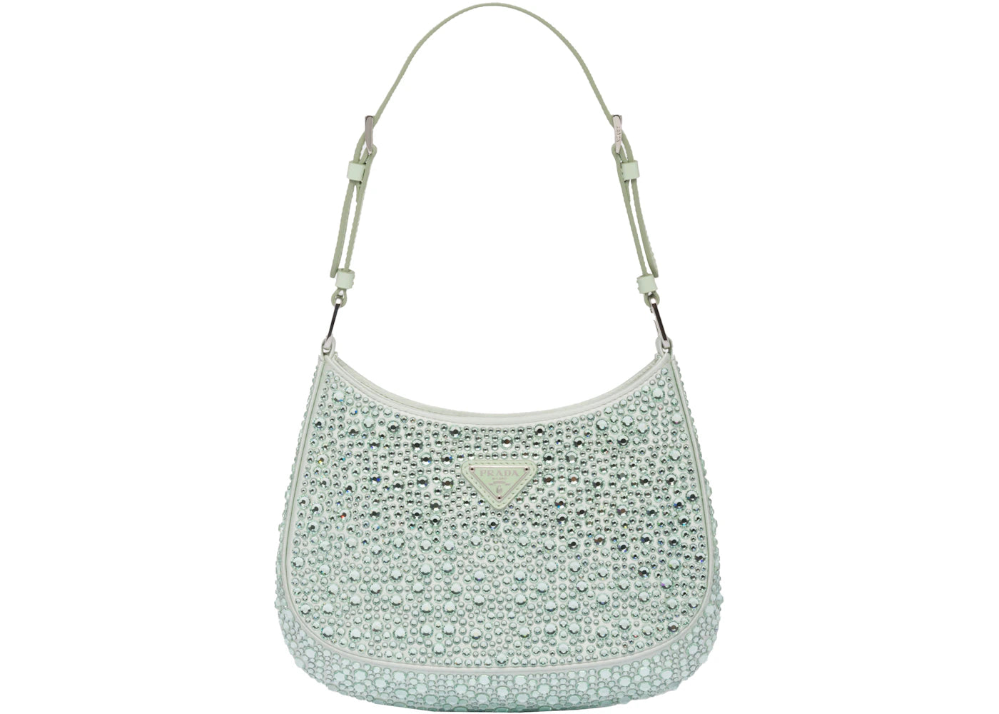 Prada Cleo Satin Bag With Appliques Aqua