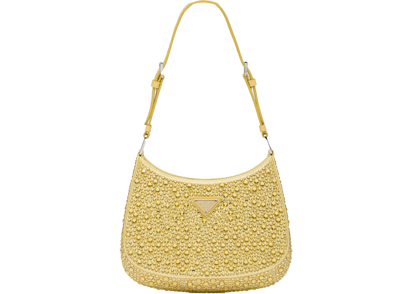 Prada Cleo Satin Bag With Appliques Pineapple Yellow