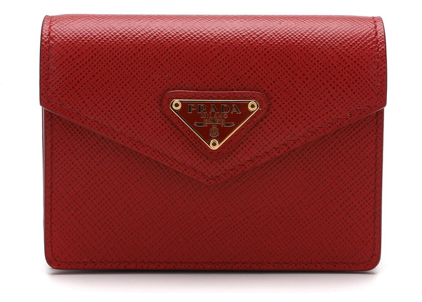 Prada Compact Logo Patch Card Holder Red