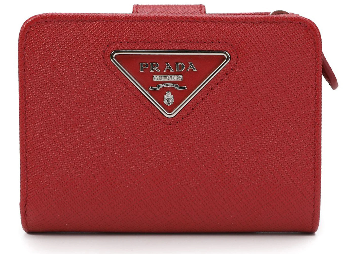 Prada Compact Logo Wallet Red