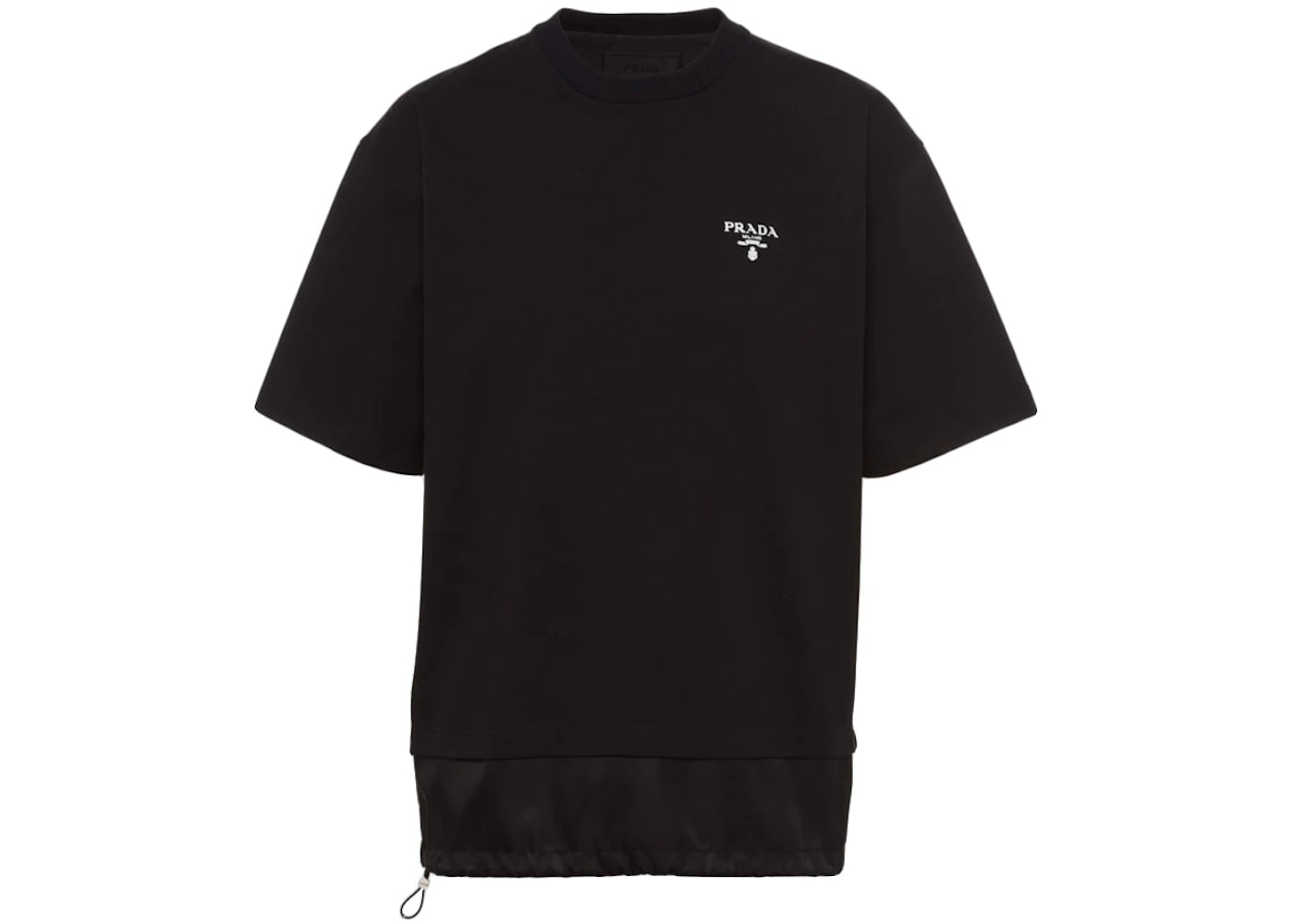 Prada Cotton Nylon Detail Boxy Cut T-shirt Black/White