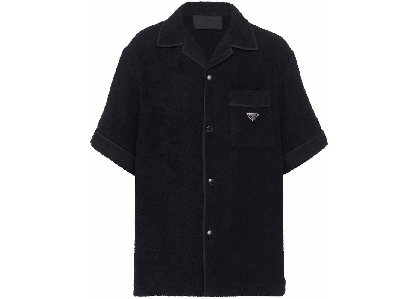 Prada Cotton Towel Bowling Shirt Black