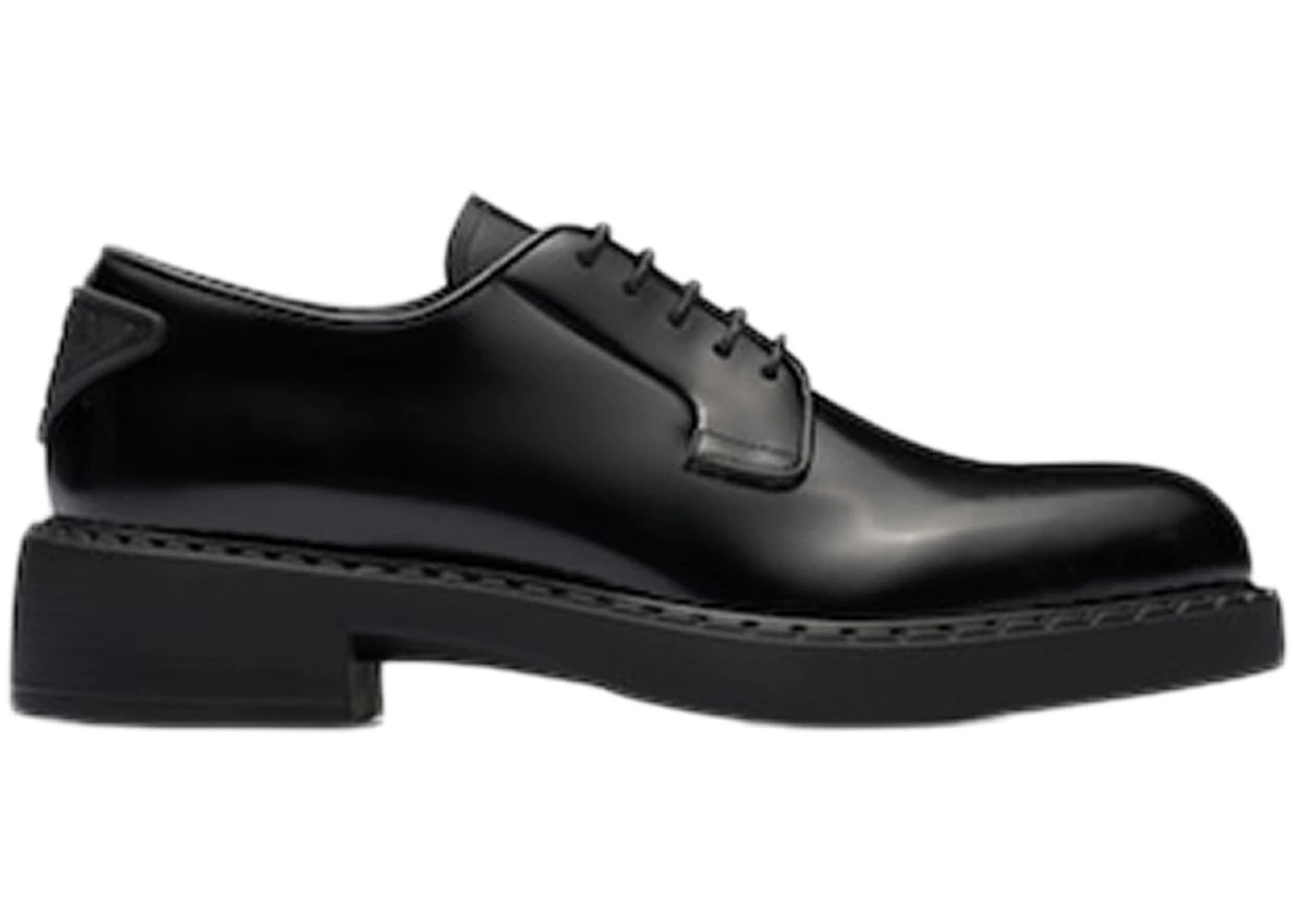 Prada Derby 50mm Shoes Black Brushed Leather