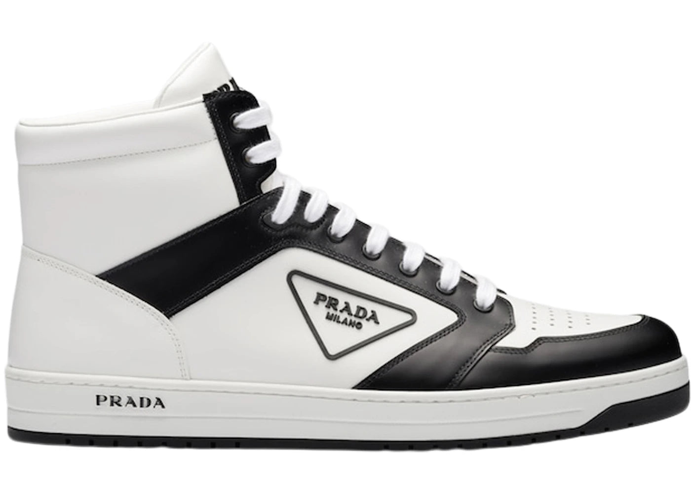 Prada District High White Black White Leather