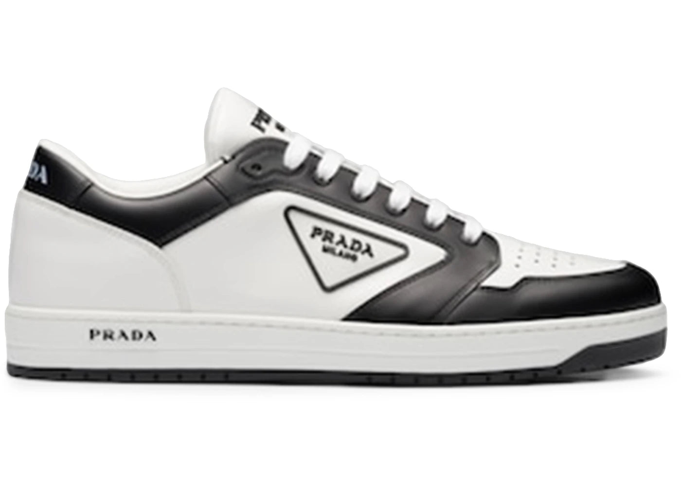 Prada District Leather White Black White
