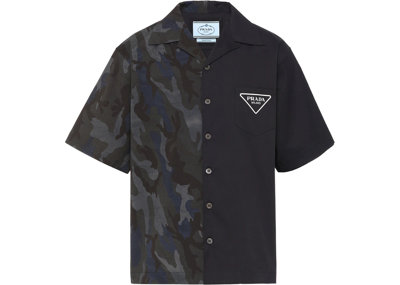 Prada Double Match Bowling Shirt Smokey Gray