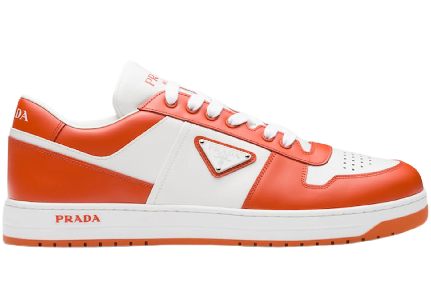 Prada Downtown Low Top Sneakers Leather White Orange
