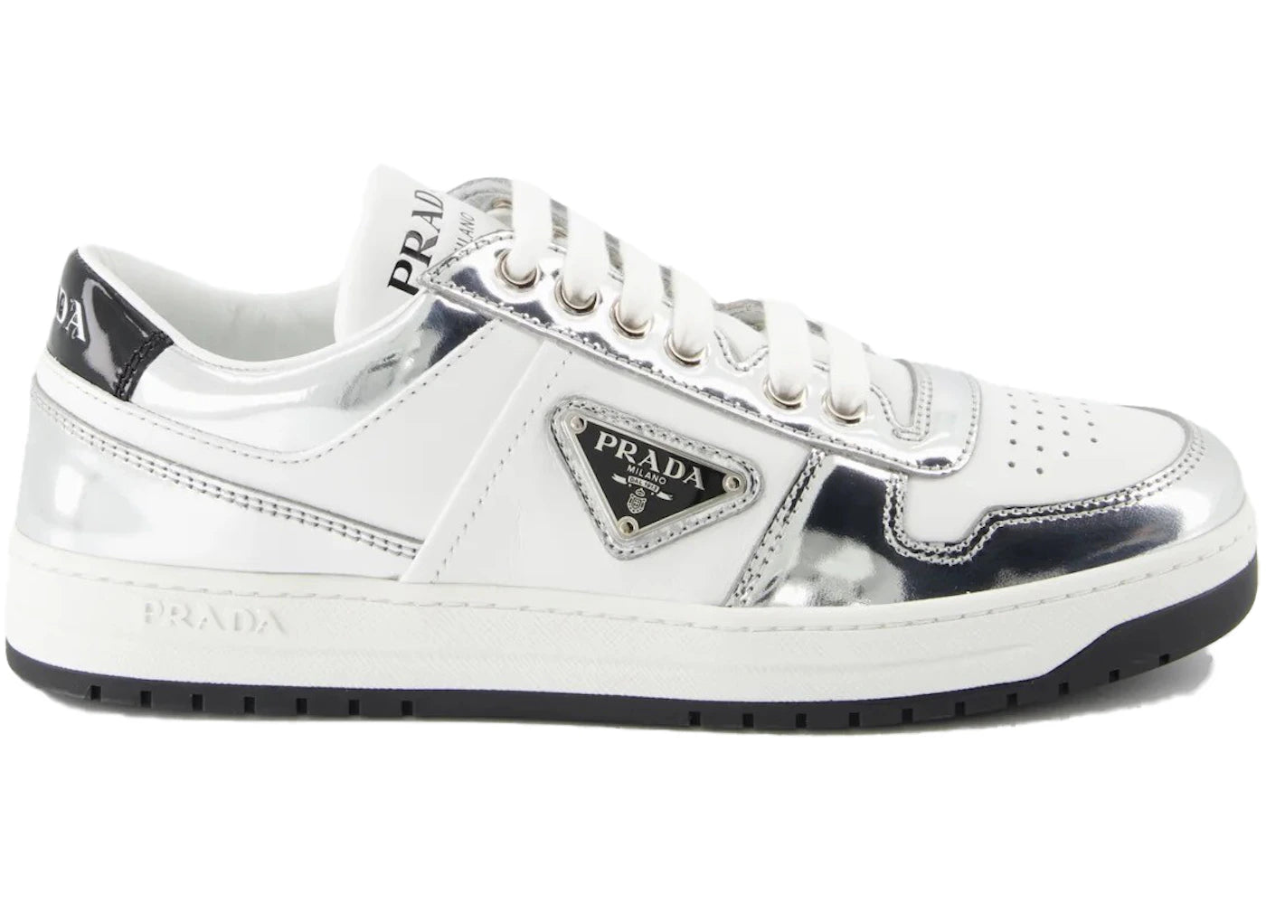 Prada Downtown Low Top White Metallic Silver (Women's)