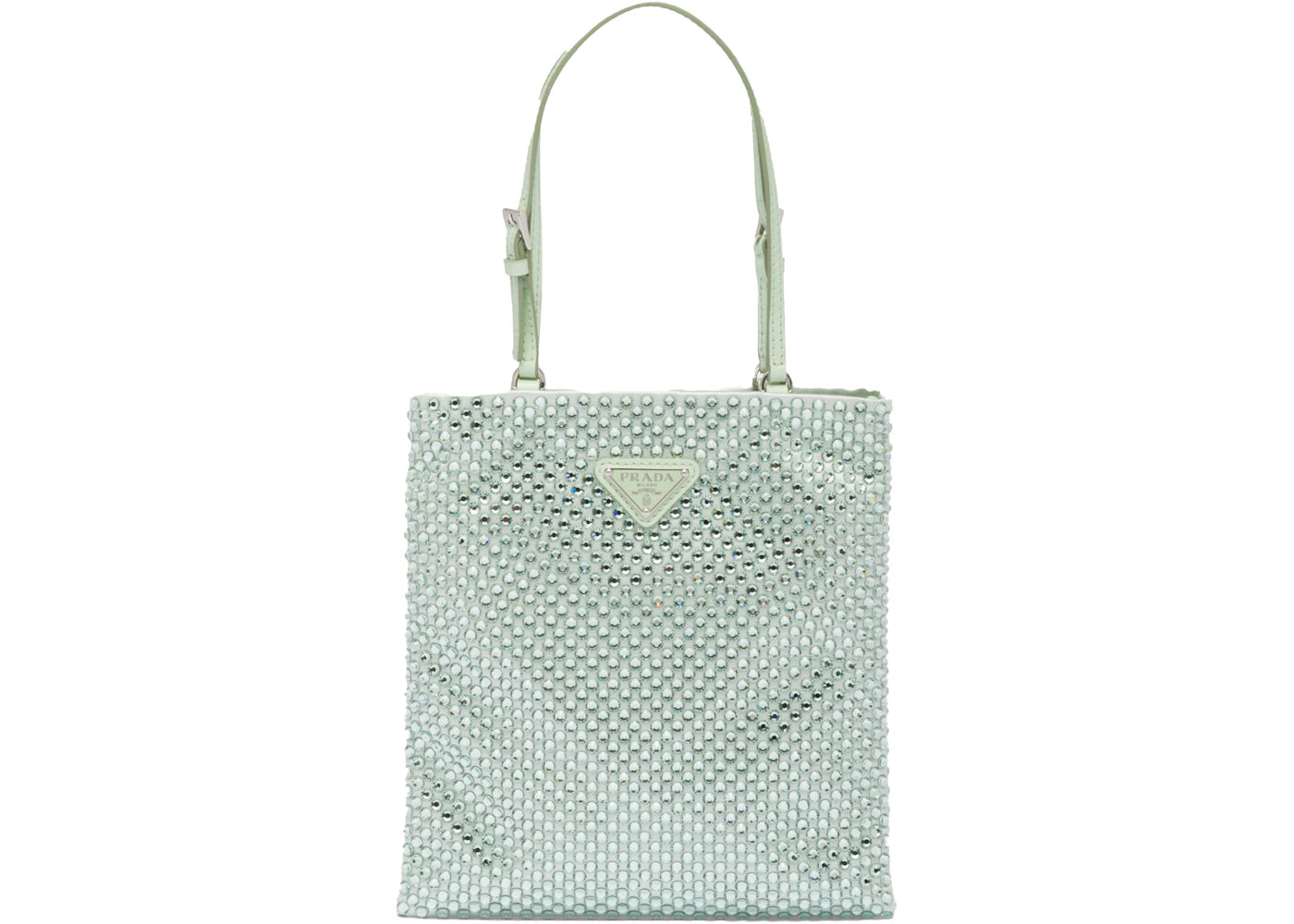 Prada Embellished Satin Handbag Aqua