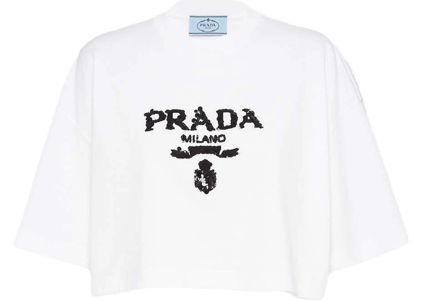 Prada Embroidered Interlock Crop T-shirt White