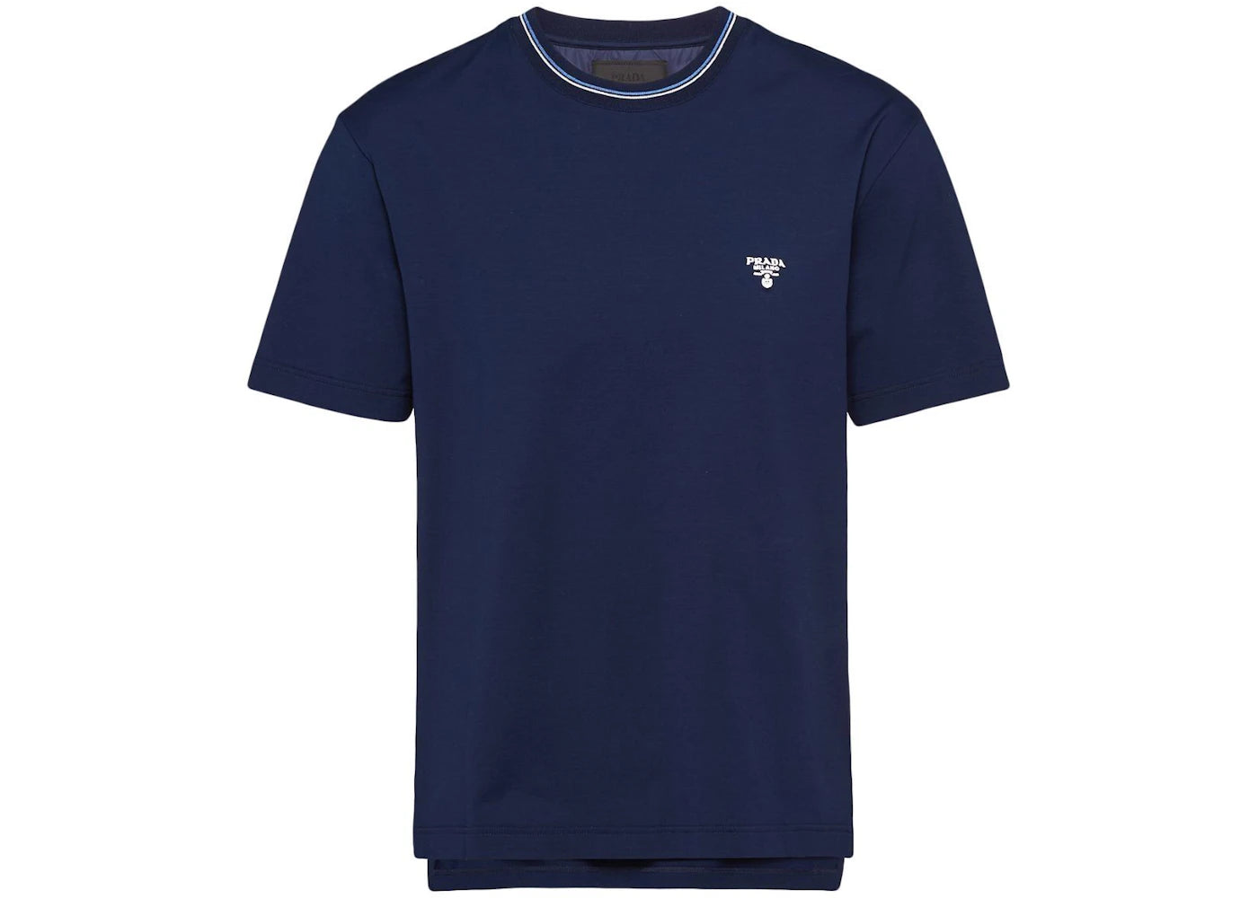 Prada Embroidered Logo T-shirt Navy Blue/White