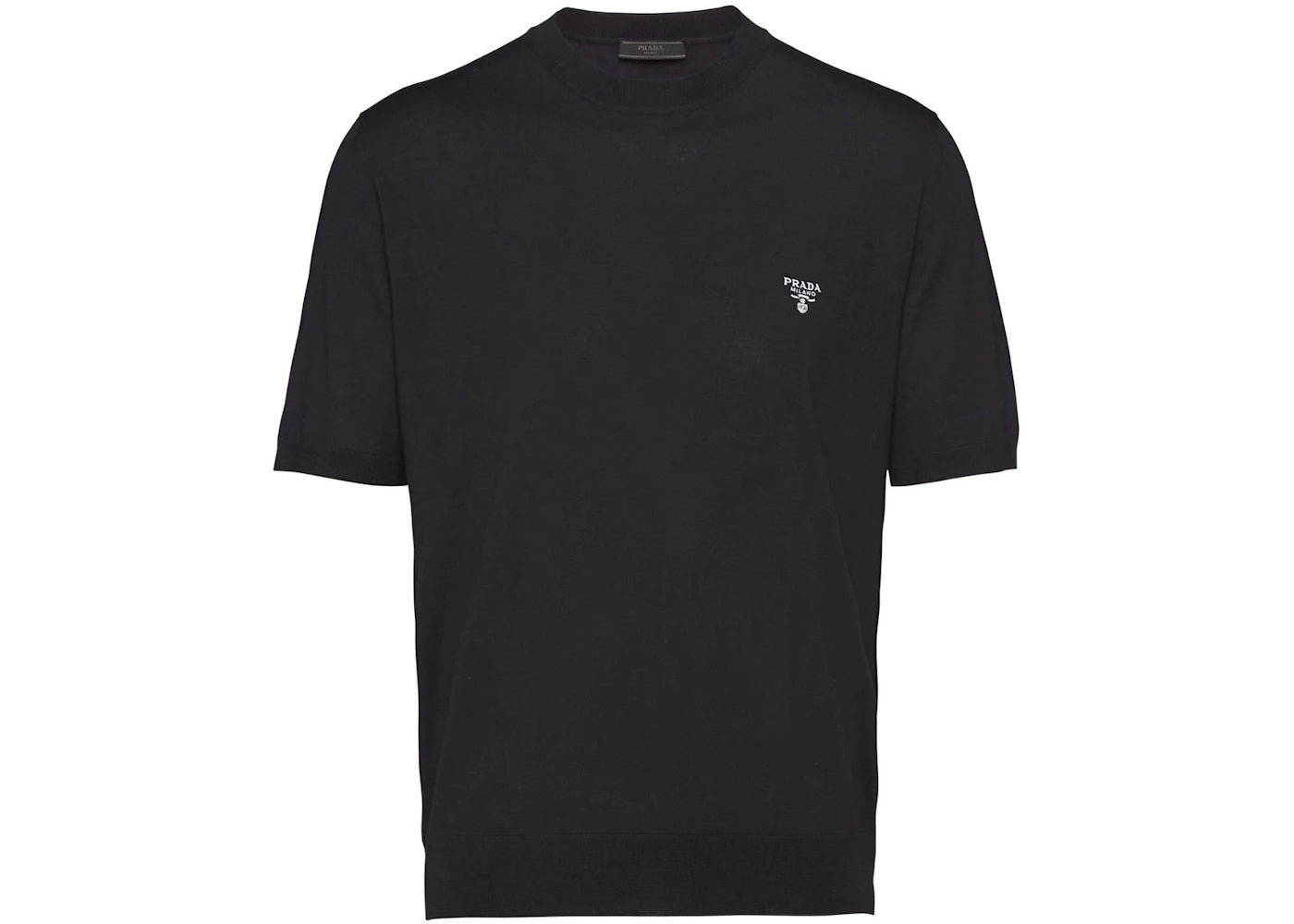 Prada Embroidered Logo Wool Short Sleeved Shirt Black