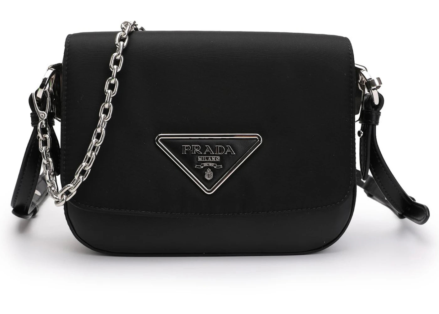 Prada Identity Logo-Plaque Shoulder Bag Black