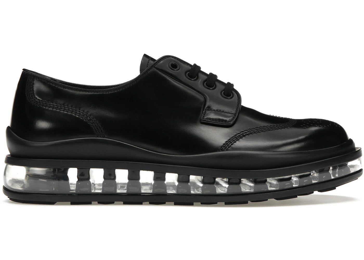 Prada Lace-Up Derby Black Brushed Leather