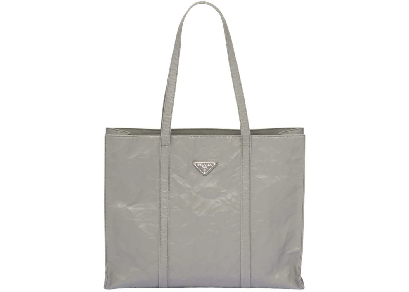 Prada Large Antique Nappa Leather Tote Slate Gray