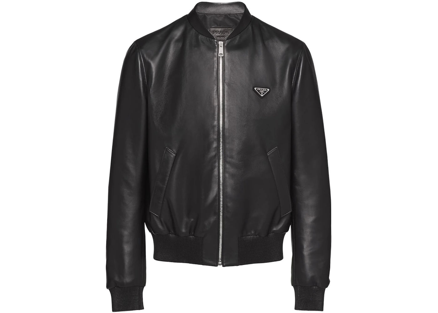 Prada Leather Bomber Jacket Black