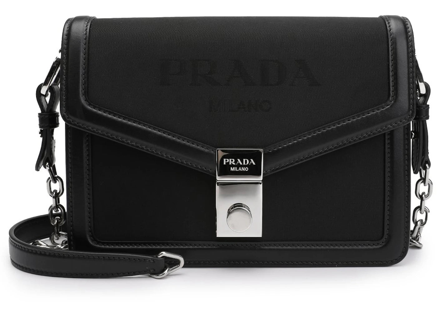 Prada Logo Embossed Crossbody Bag Black