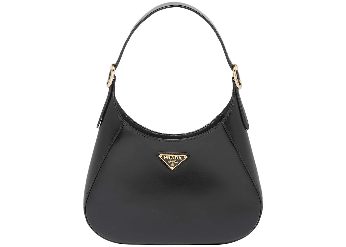 Prada Logo Leather Shoulder Bag Black/Gold