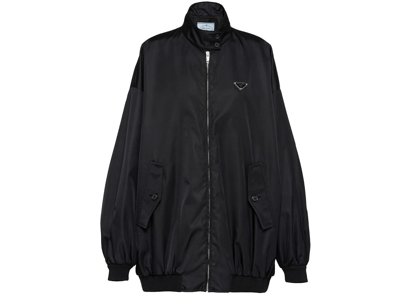Prada Logo Plaque Bomber Jacket Black
