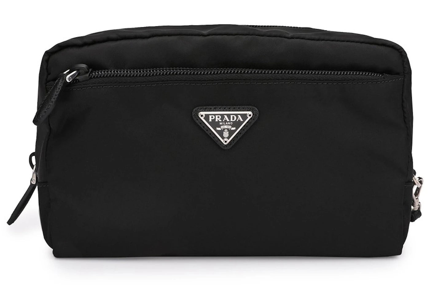 Prada Logo Plaque Clutch Bag Black