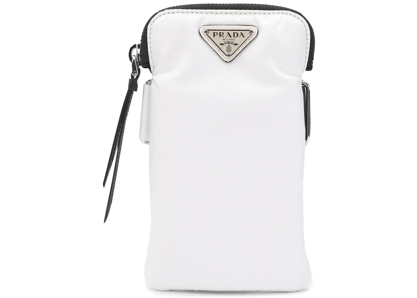 Prada Logo Plaque Phone Pouch White