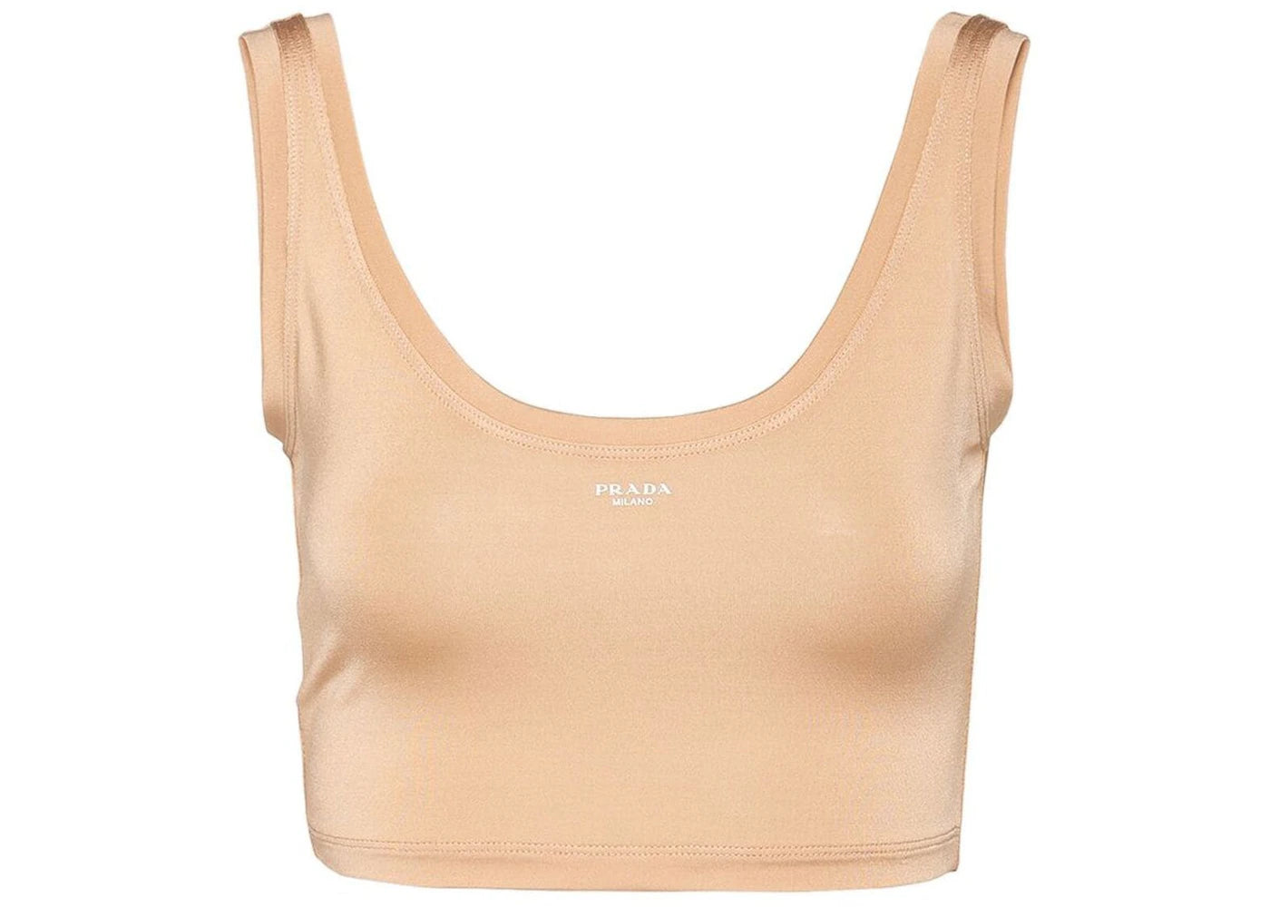 Prada Logo Stamped Sleeveless Tank Top Beige