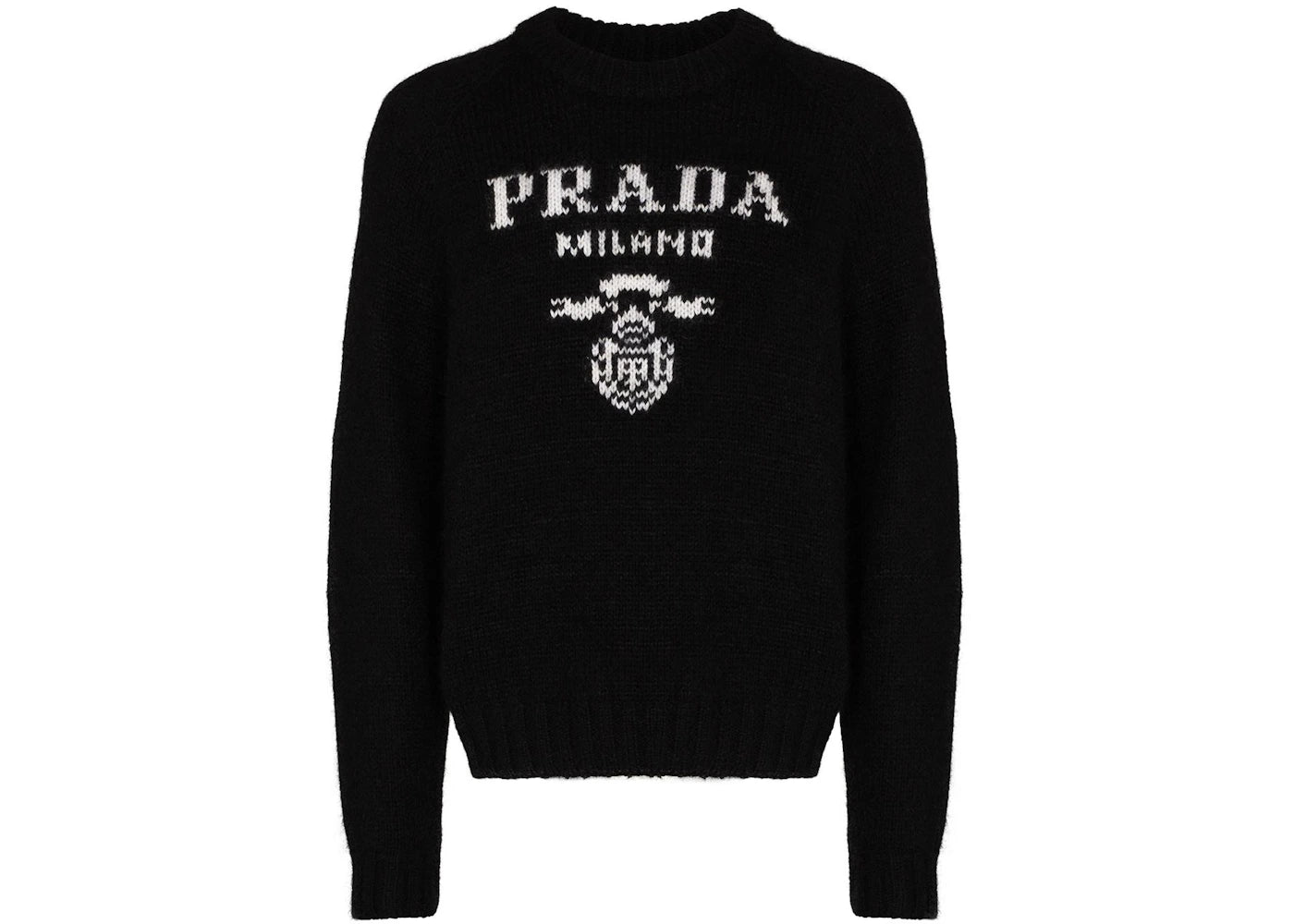 Prada Logo Wool and Cashmere Crewneck Sweater Black