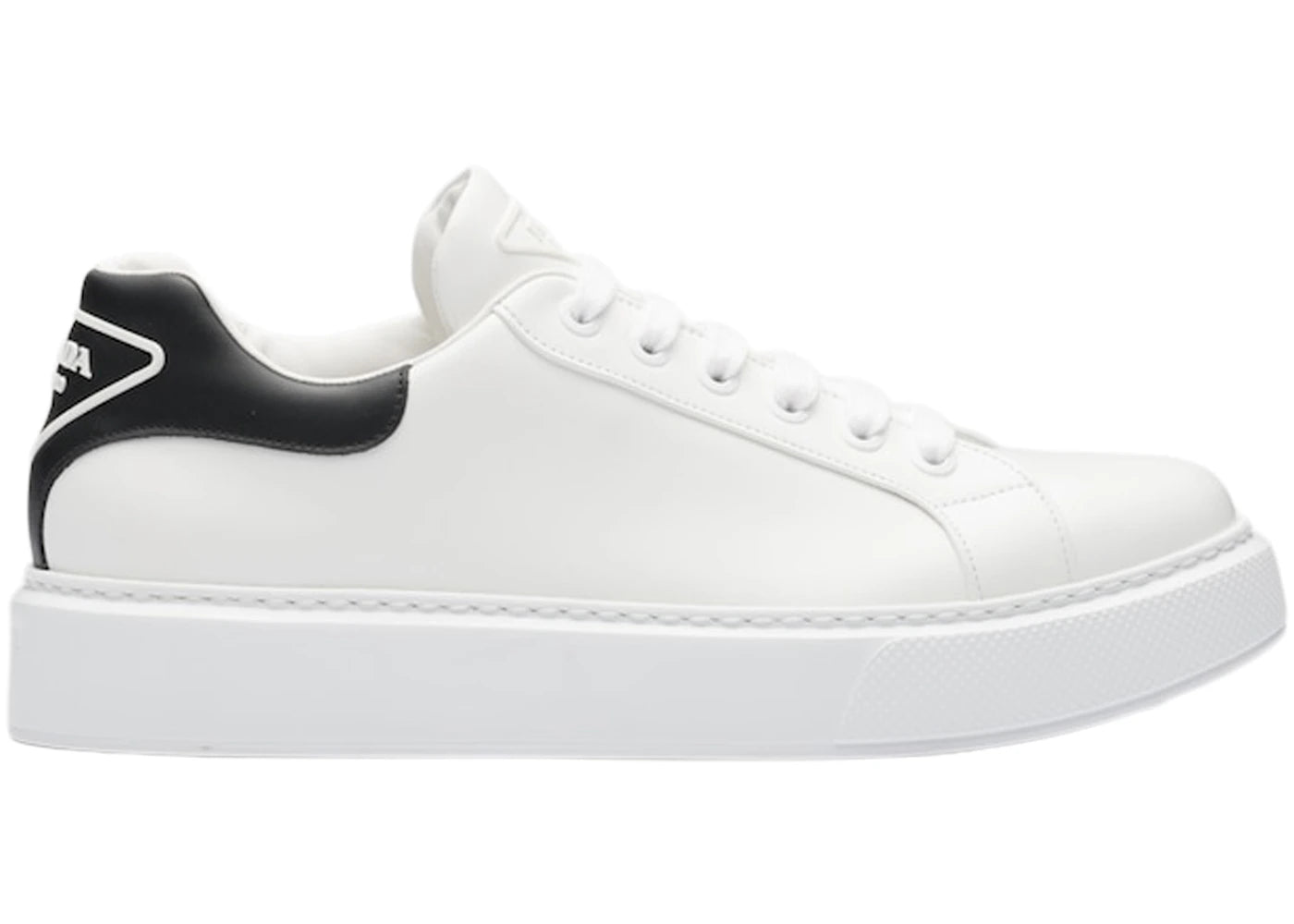Prada Macro Leather Sneakers White Black