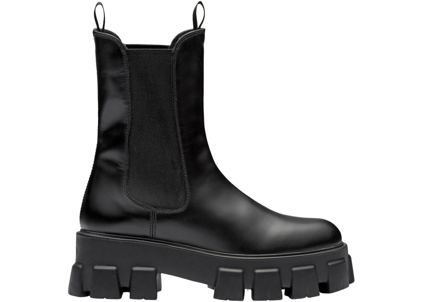 Prada Monolith 55mm Ankle Boot Black Brushed Leather