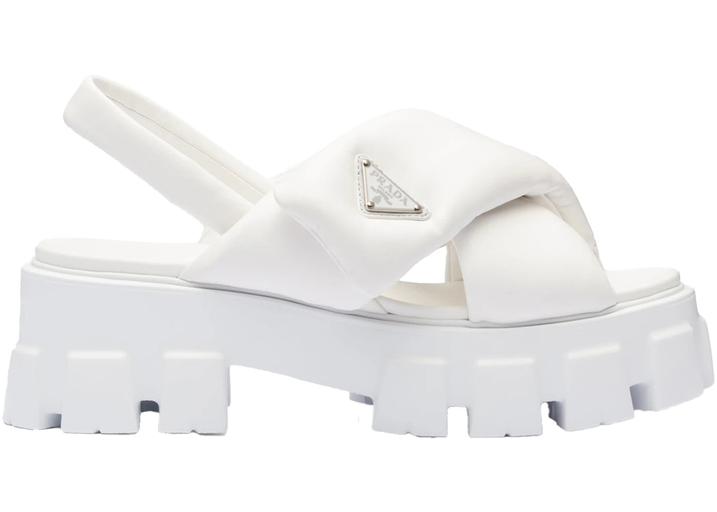 Prada Monolith Padded 55mm Sandals White Nappa Leather
