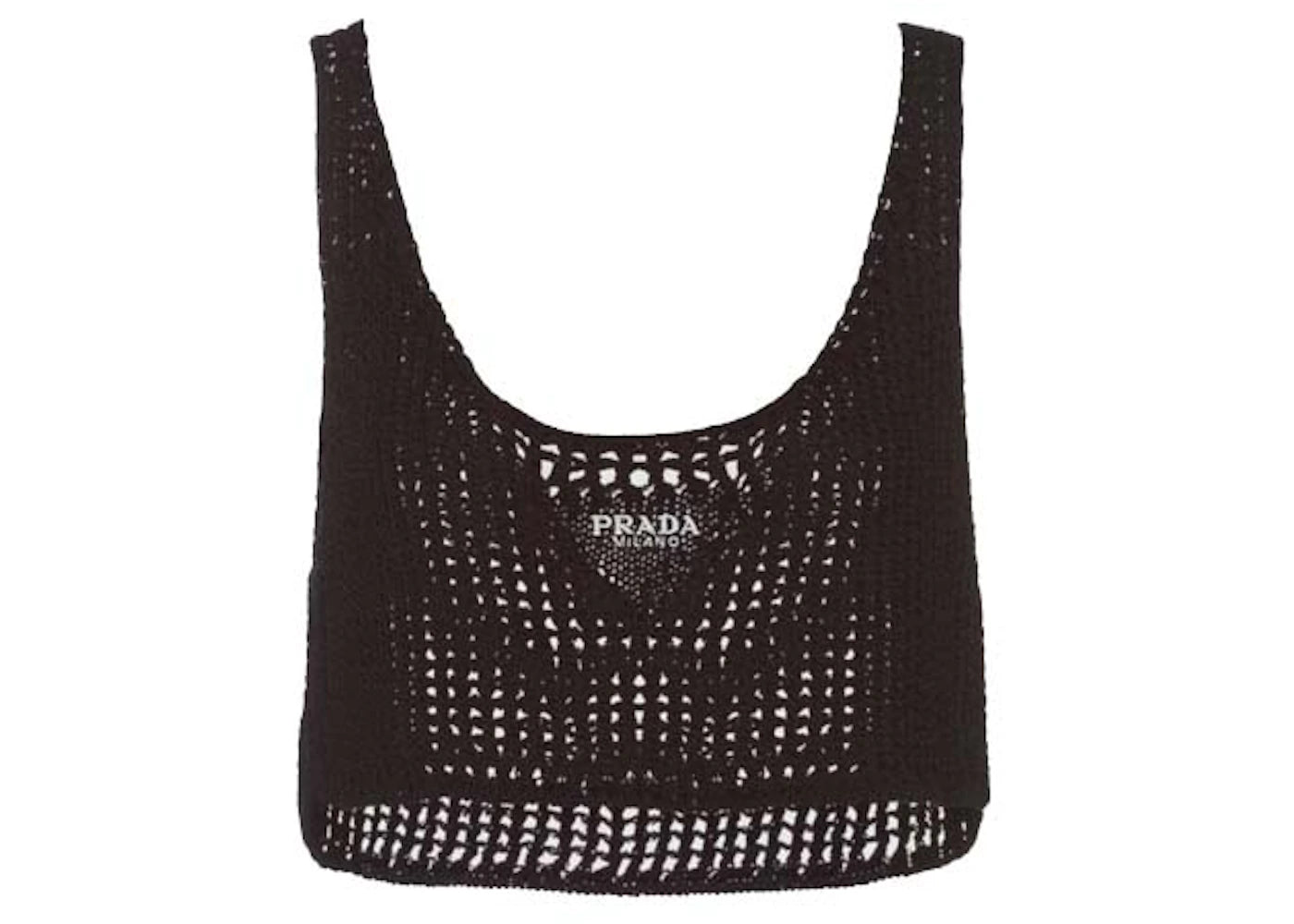 Prada Openwork Cotton Crop Top Black
