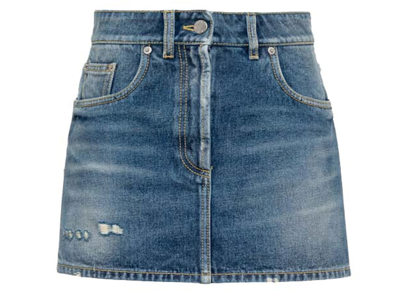 Prada Organic Denim Mini Skirt Navy