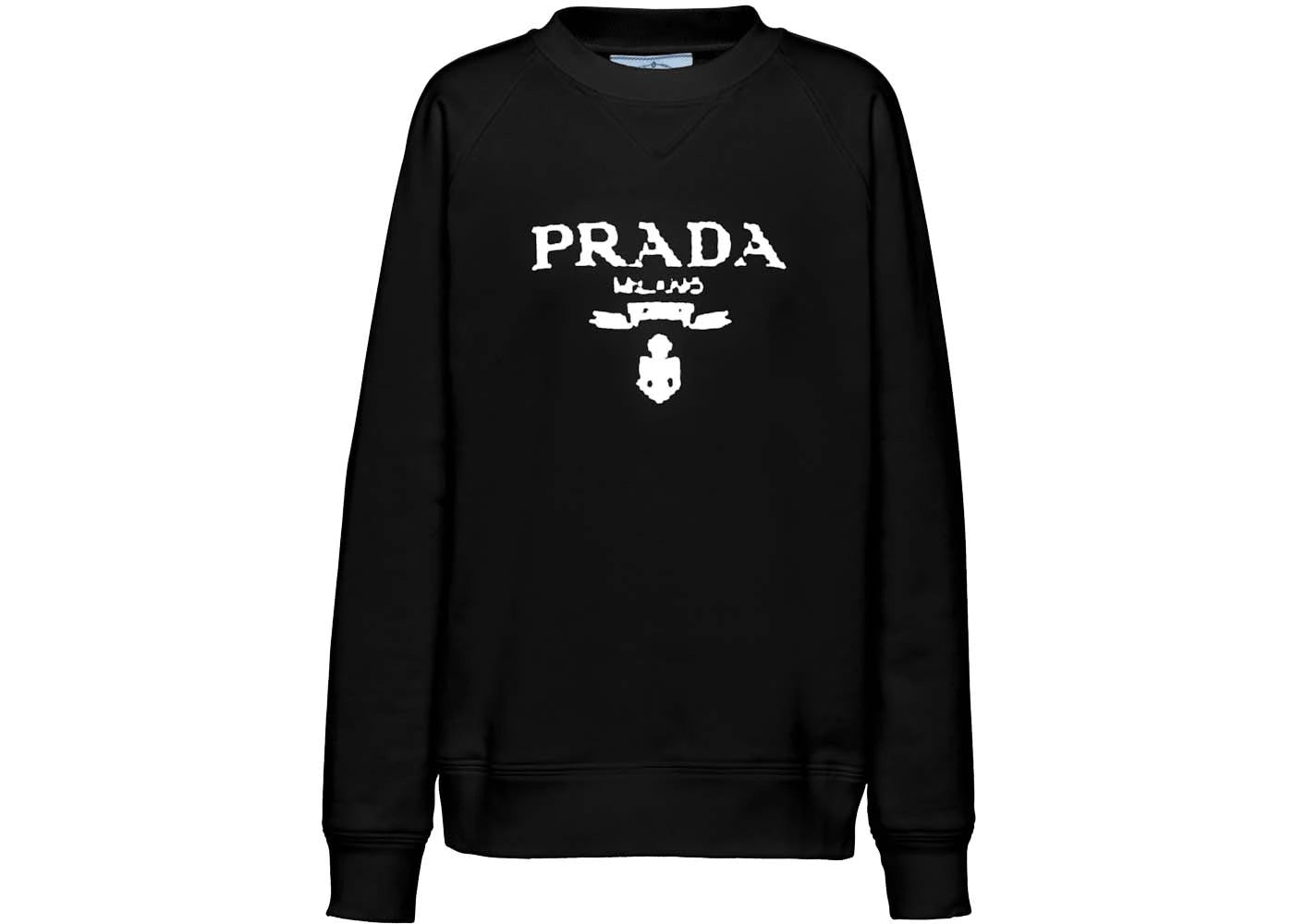 Prada Oversized Logo Print Jersey Sweatshirt Black/White