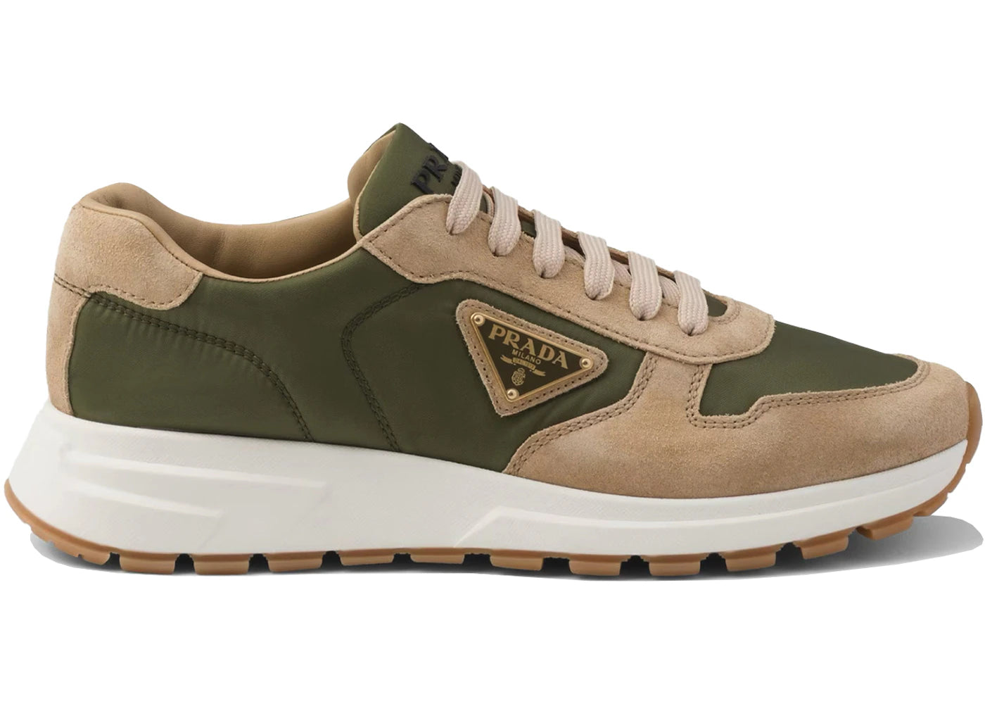Prada PRAX 01 Sneakers Re-Nylon Brushed Leather Ecru Military