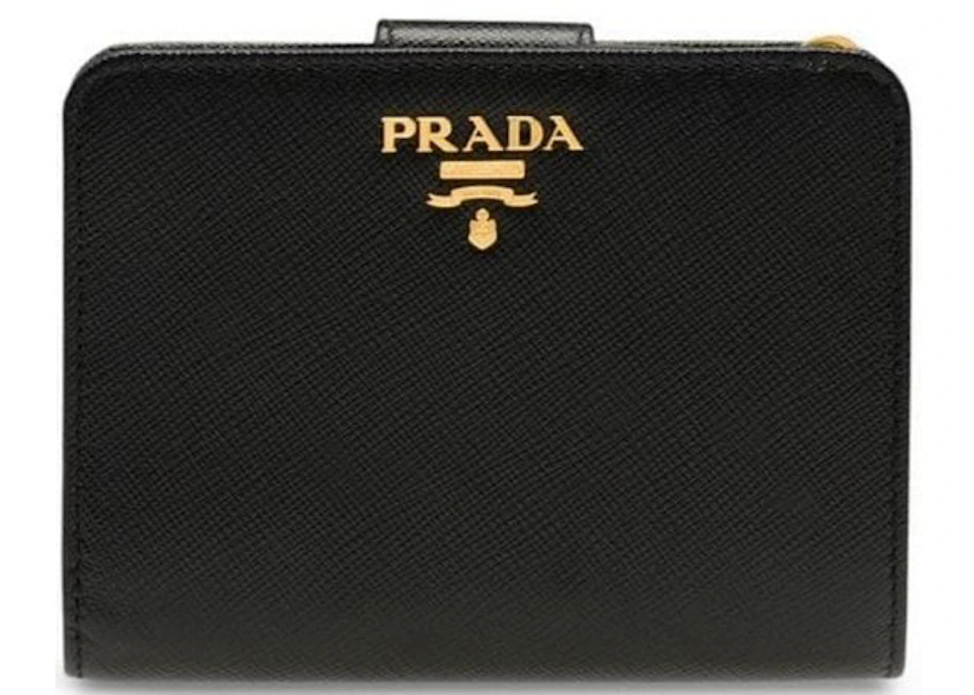 Prada Plain Folding Wallet Small Black
