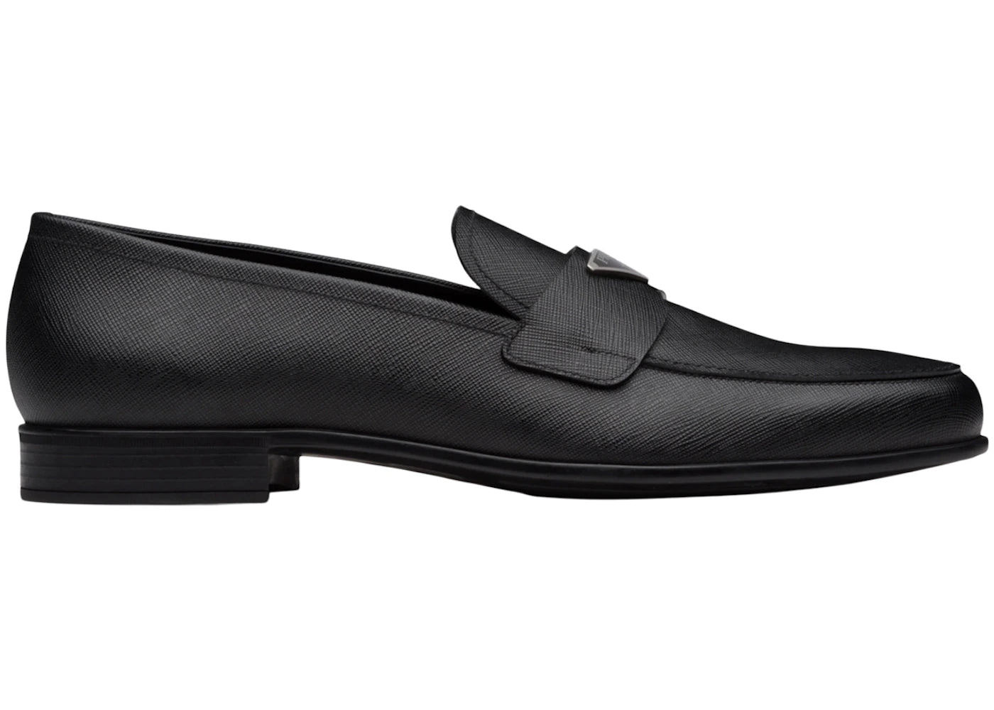 Prada Plaque Loafer Black Saffino Leather